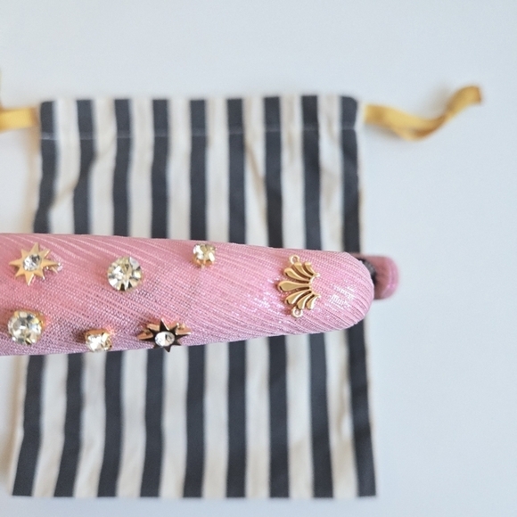 New Lele Sadoughi Zodiac Libra Alice Hand Embellished Rose Gold Lurex Headband main image 8